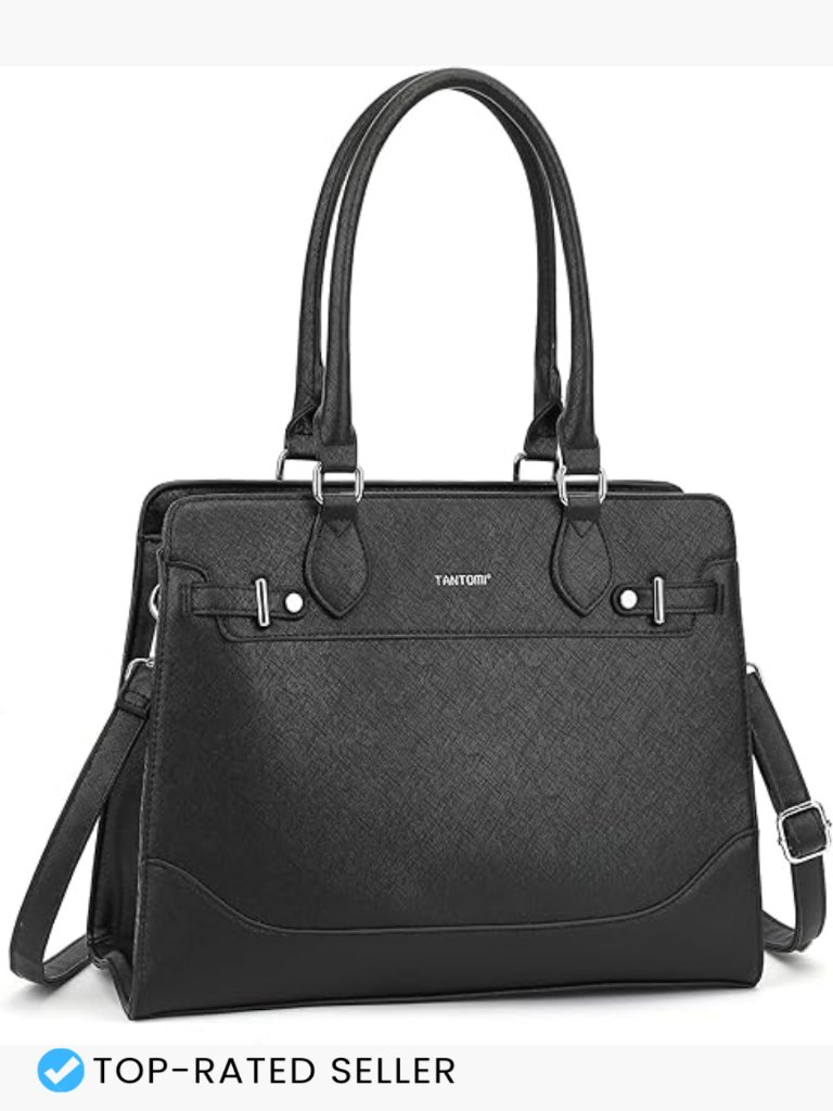 Vegan Leather Structured Tote Bag Satchel Handbag Top Handle Shoulder Bag Work